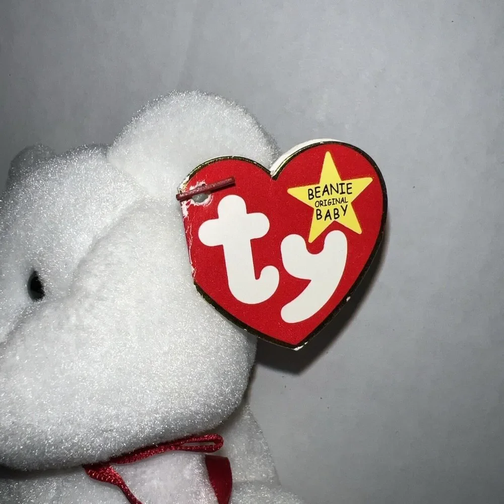 NWT‎ TY Beanie Baby Retired 1993 VALENTINO White Valentine Red Heart Bear MWMT